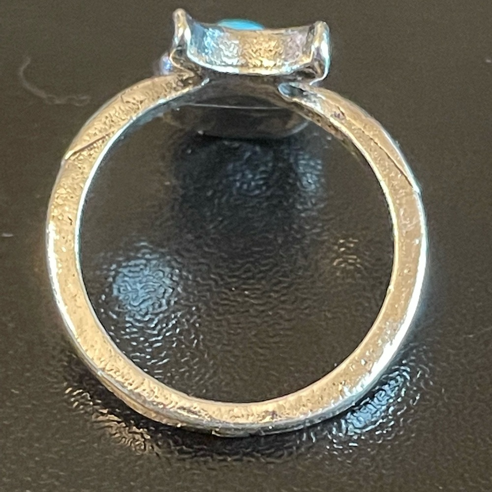 Turquoise stone moon ring size 4 - Picture 5 of 8